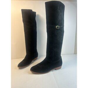 Nine West Womens Size 5.5 Black Suede Knee High Riding Boots